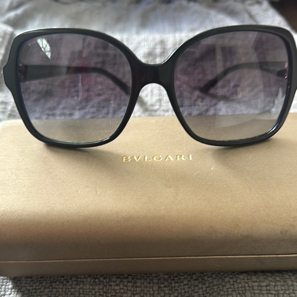 Bulgari Black Designer Sunglasses with Oversized Frames